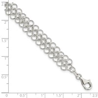 Sterling Silver Polished and Textured 11mm Solid Multi-Link Bracelet, 7.5" view 4