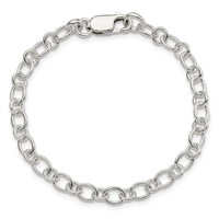 Sterling Silver 6mm Solid Fancy Cable Link Bracelet, 7.5" view 4