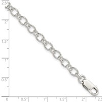 Sterling Silver 6mm Solid Fancy Cable Link Bracelet, 7.5" view 3