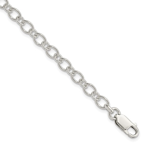 Sterling Silver 6mm Solid Fancy Cable Link Bracelet, 7.5"