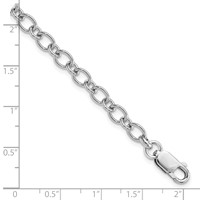 Amore La Vita Sterling Silver Rhodium-plated Solid 5mm Rolo Chain Bracelet with Lobster Clasp Charm, 7.5" view 3