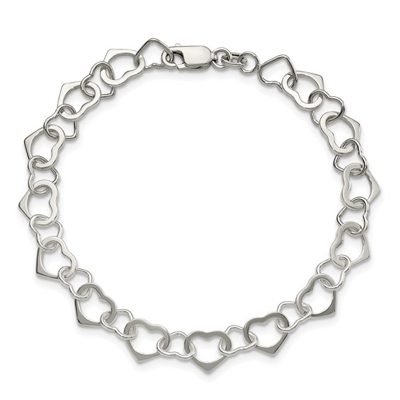 Sterling Silver Hearts Bracelet