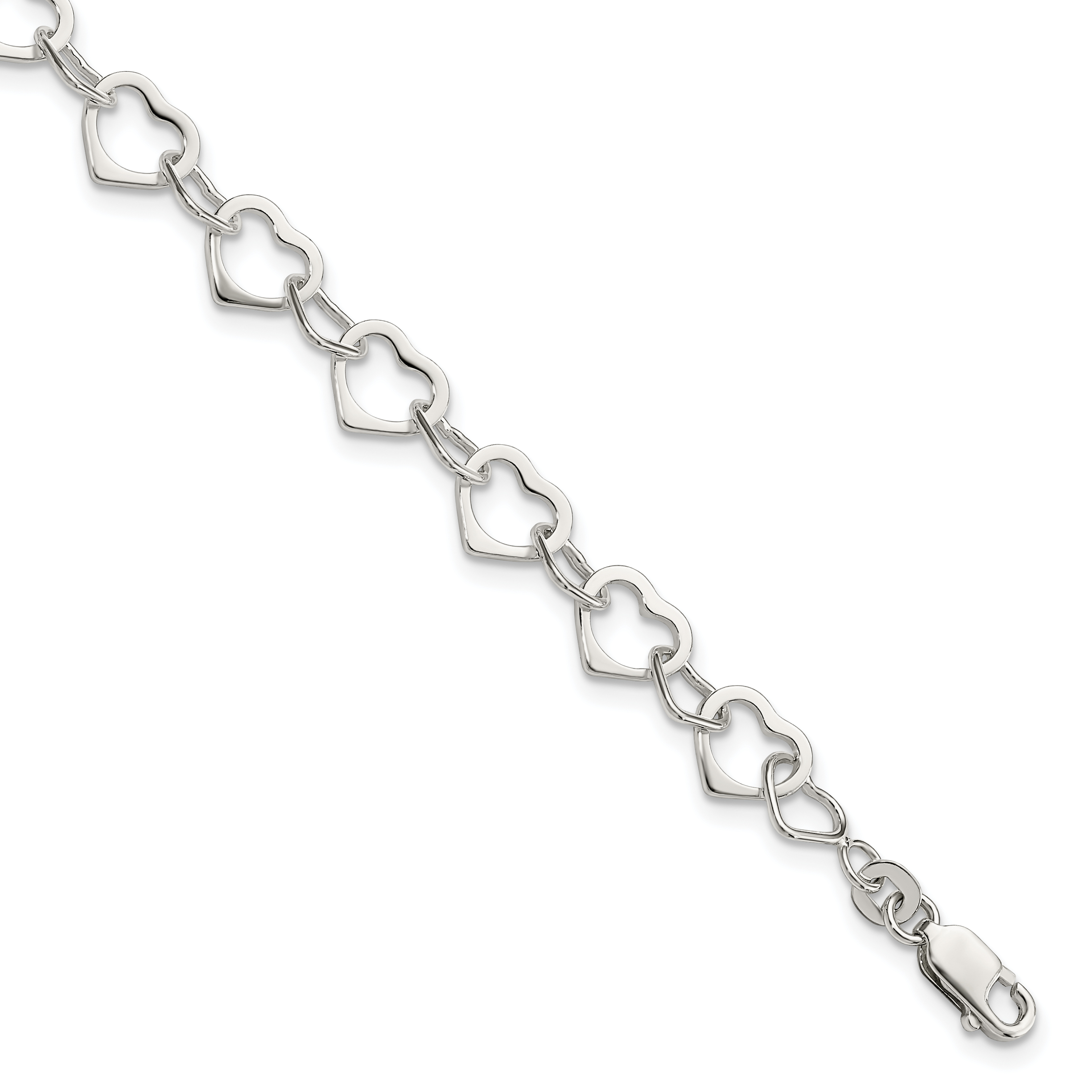 Sterling Silver Hearts Bracelet (QG2260-7.5)