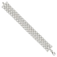 Sterling Silver Polished 19mm Solid Multi-Link Bracelet, 7.5" view 2
