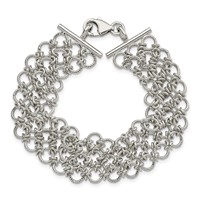 Sterling Silver Polished 19mm Solid Multi-Link Bracelet, 7.5" view 3
