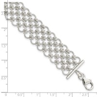 Sterling Silver Polished 19mm Solid Multi-Link Bracelet, 7.5" view 4