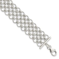 Sterling Silver Polished 19mm Solid Multi-Link Bracelet, 7.5" view 1
