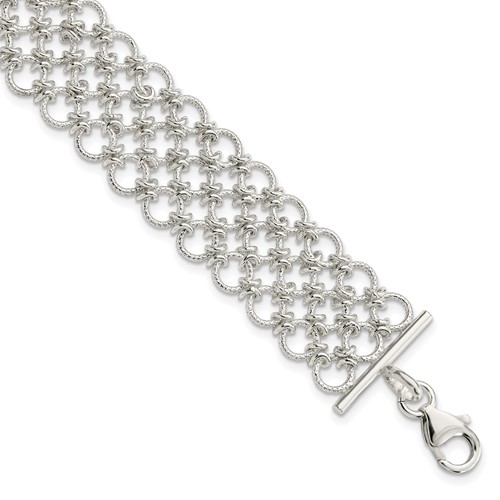 Sterling Silver Polished 19mm Solid Multi-Link Bracelet, 7.5"