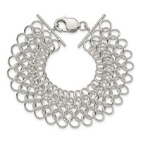 Sterling Silver Polished 24mm Solid Multi-Link Chain Mail Bracelet, 7.5" view 3