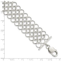 Sterling Silver Polished 24mm Solid Multi-Link Chain Mail Bracelet, 7.5" view 4