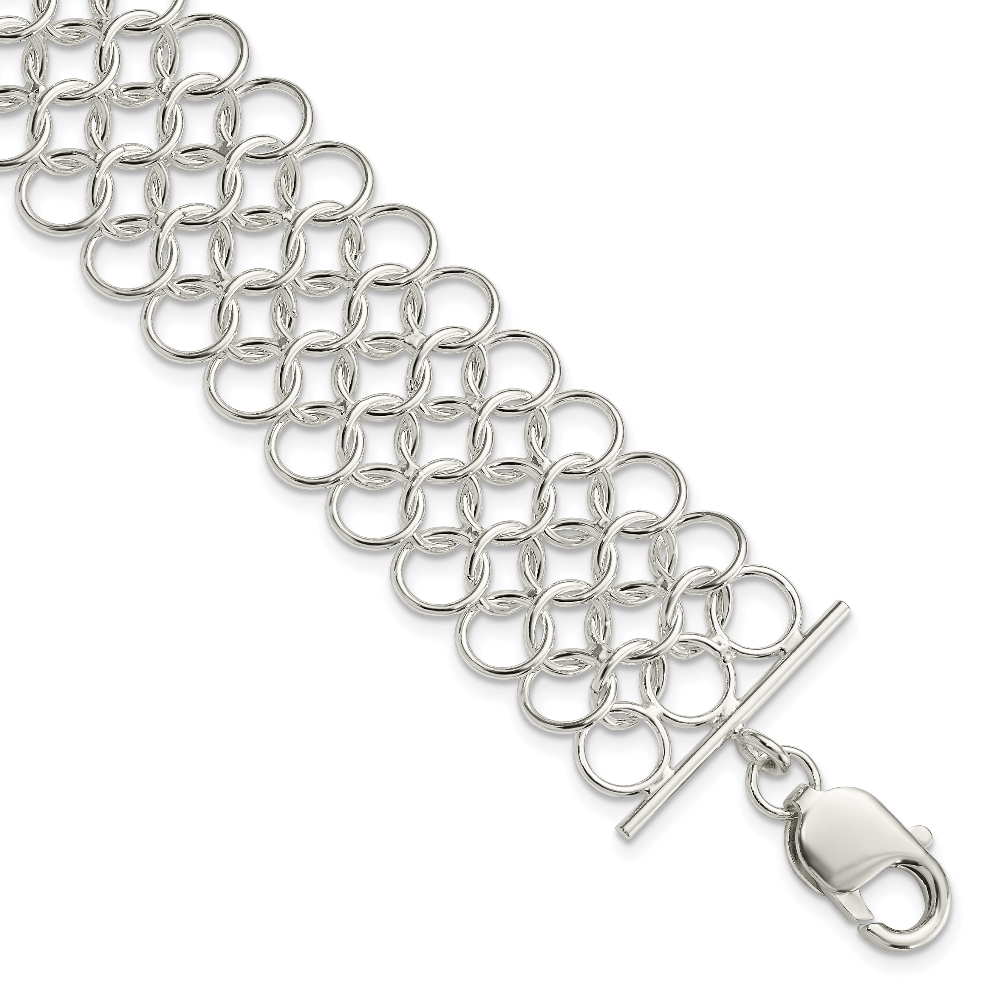 Sterling Silver Open Link Heart Bracelet QG3278