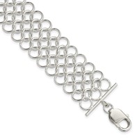 Sterling Silver Polished 24mm Solid Multi-Link Chain Mail Bracelet, 7.5" view 1