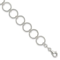 Sterling Silver Polished 10mm Fancy Circle Bracelet, 7.5" view 1