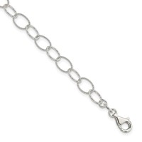Sterling Silver 7mm Solid Fancy Cable Link Bracelet, 7.5" view 1