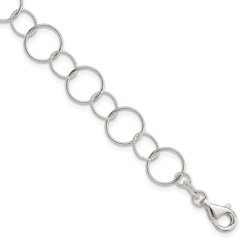 Sterling Silver Polished 11mm Fancy Circles Bracelet, 7.5"