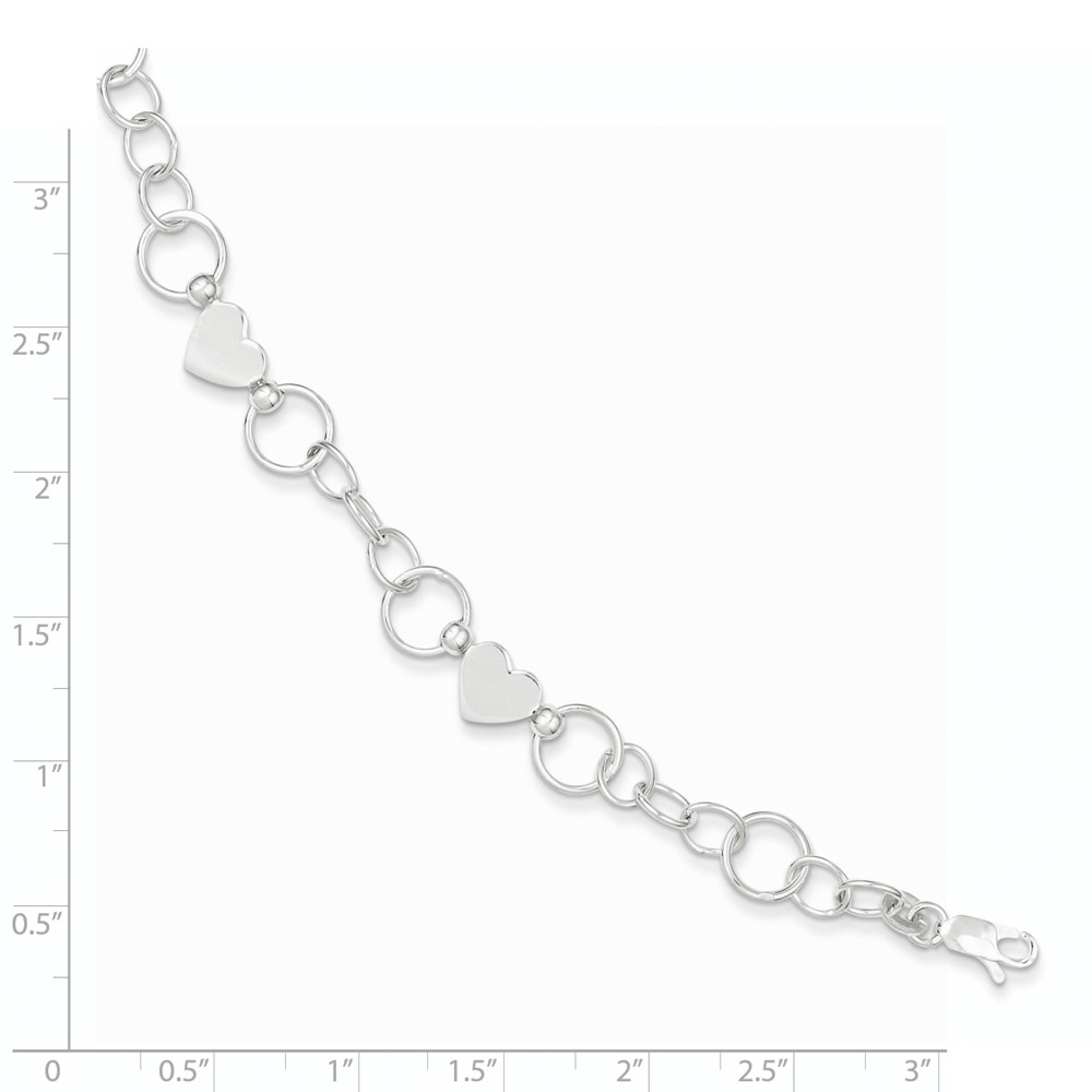 Sterling Silver Heart Bracelet (QG2310-7.5)