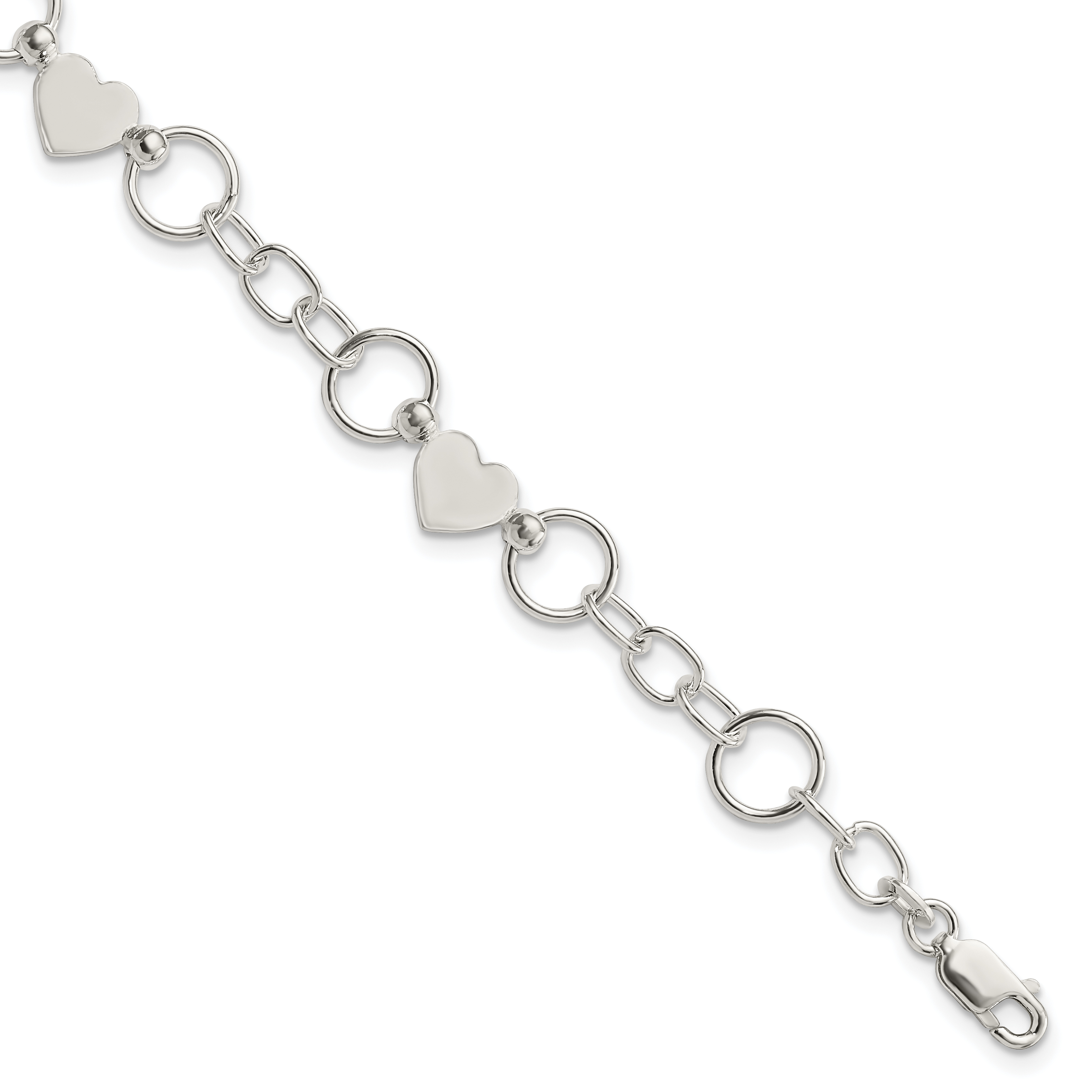 Sterling Silver Heart Bracelet (QG2310-7.5)