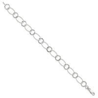 Sterling Silver Polished Textured 9.25mm Fancy Link Bracelet, 7.5" view 2
