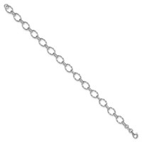Sterling Silver Polished Textured 6.5mm Fancy Link Bracelet, 7.5" view 2