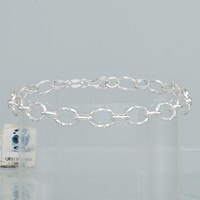 Sterling Silver Polished Textured 6.5mm Fancy Link Bracelet, 7.5" view 3