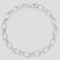 Sterling Silver Polished Textured 6.5mm Fancy Link Bracelet, 7.5" view 4