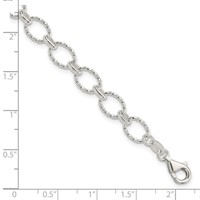 Sterling Silver Polished Textured 6.5mm Fancy Link Bracelet, 7.5" view 5