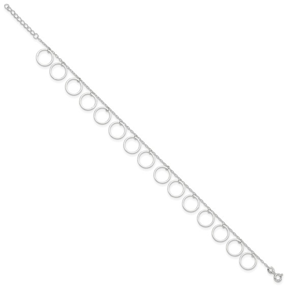 Sterling Silver Dangle Circles Anklet