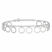 Sterling Silver Dangle Circles Anklet view 4