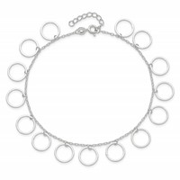 Sterling Silver Dangle Circles Anklet view 5