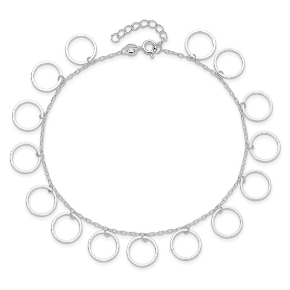 Sterling Silver Dangle Circles Anklet
