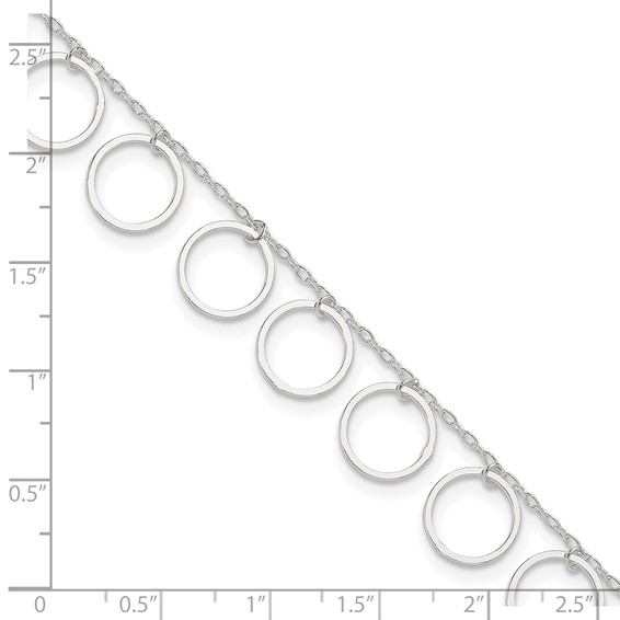 Sterling Silver Dangle Circles Anklet
