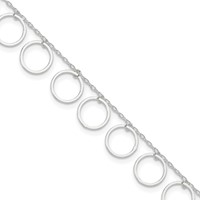 Sterling Silver Dangle Circles Anklet view 1