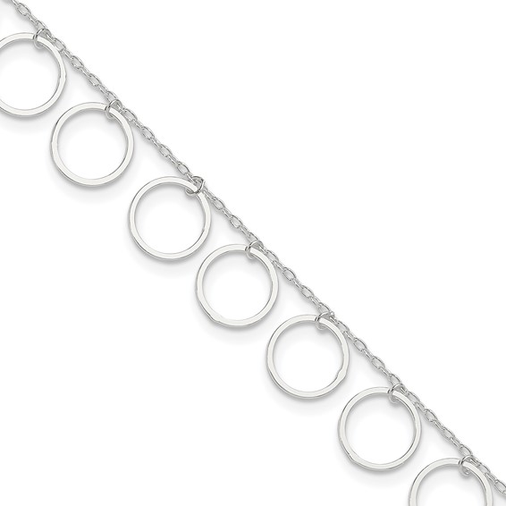Sterling Silver Dangle Circles Anklet