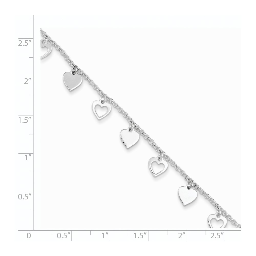 Sterling Silver w/ Hearts Bracelet (QG2352-7.5)