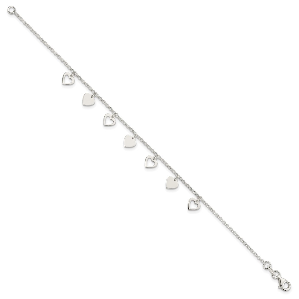 Sterling Silver w/ Hearts Bracelet (QG2352-7.5)