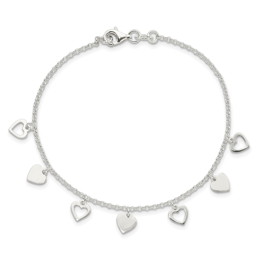 Sterling Silver w/ Hearts Bracelet (QG2352-7.5)