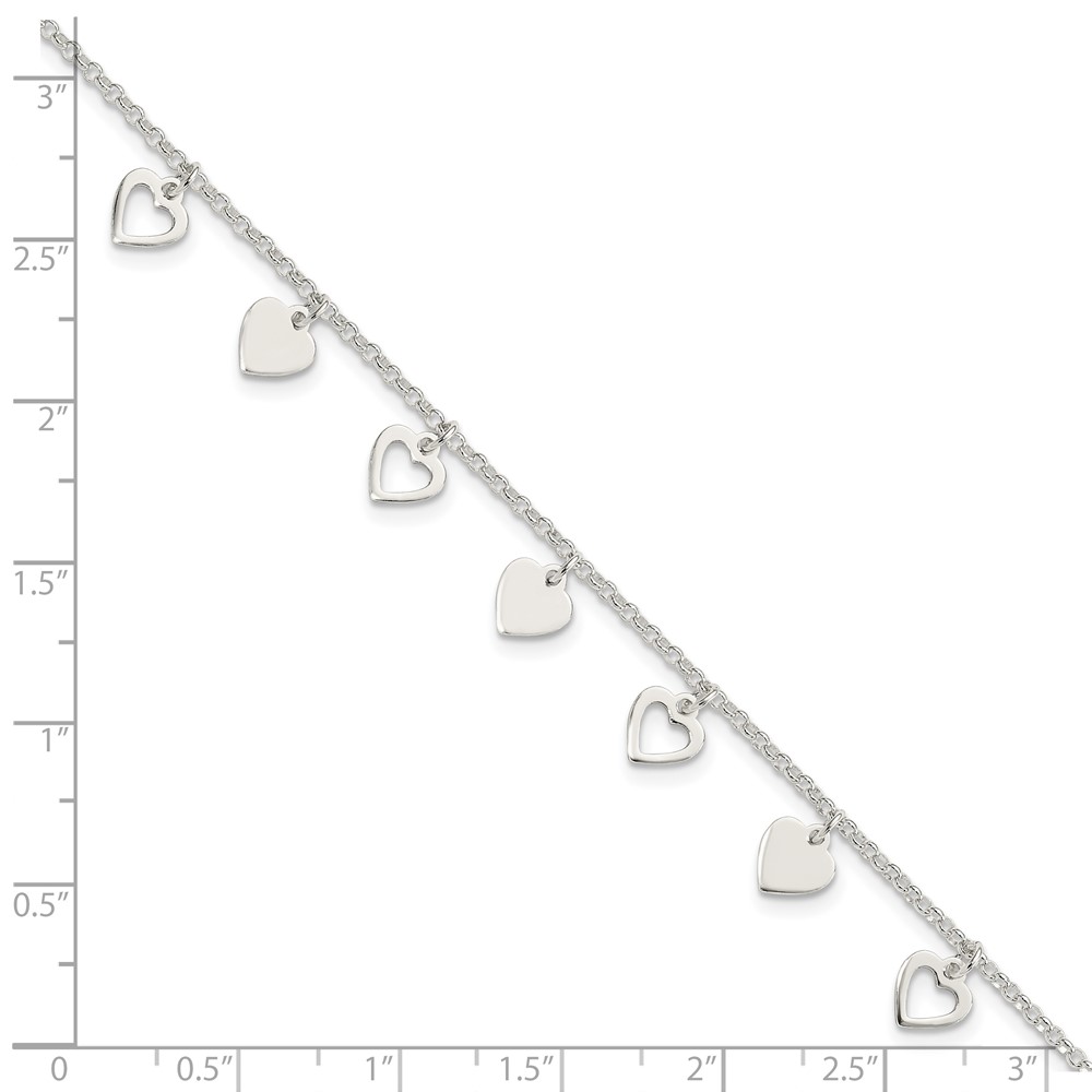 Sterling Silver w/ Hearts Bracelet (QG2352-7.5)