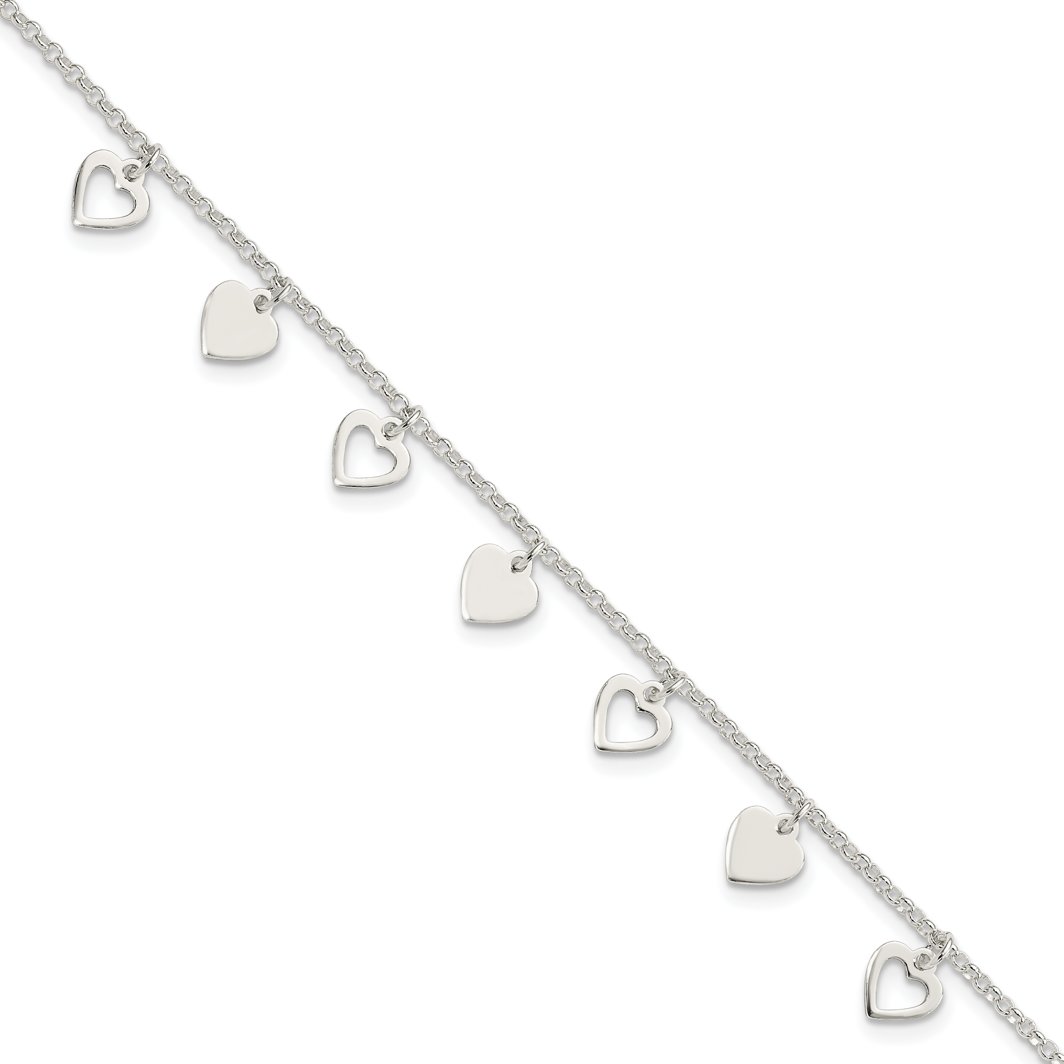 Sterling Silver w/ Hearts Bracelet (QG2352-7.5)