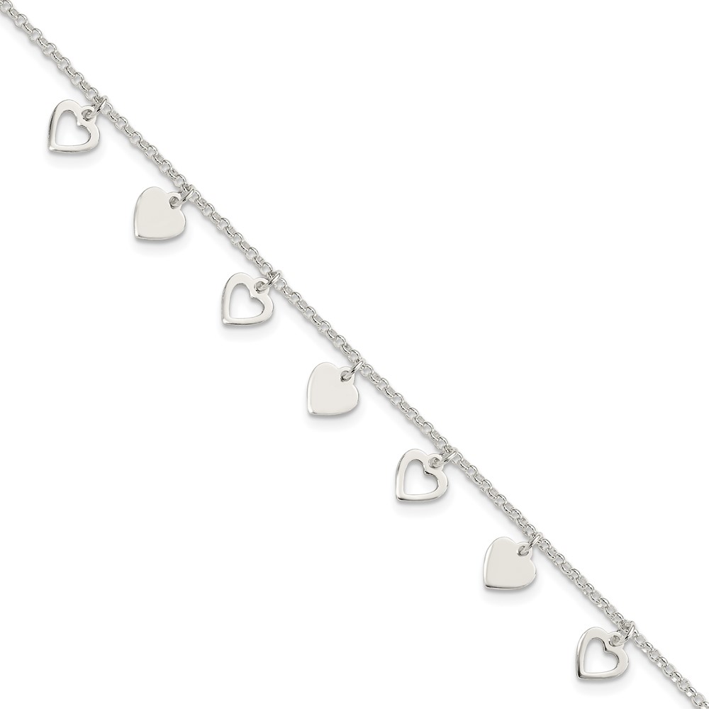 Sterling Silver w/ Hearts Bracelet (QG2352-7.5)