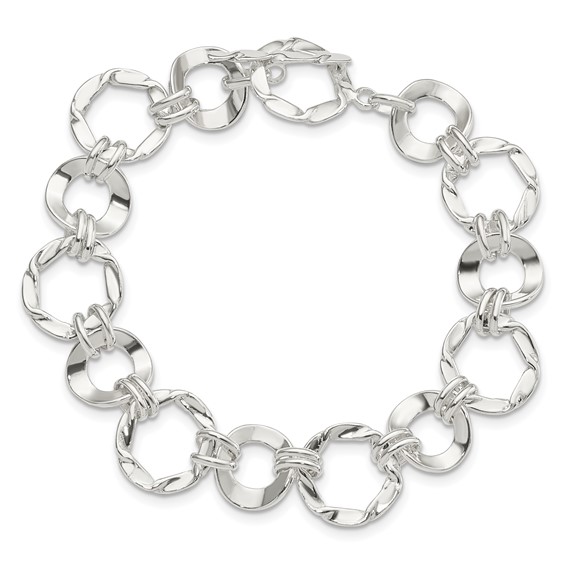 Sterling Silver Fancy Circle Link Bracelet