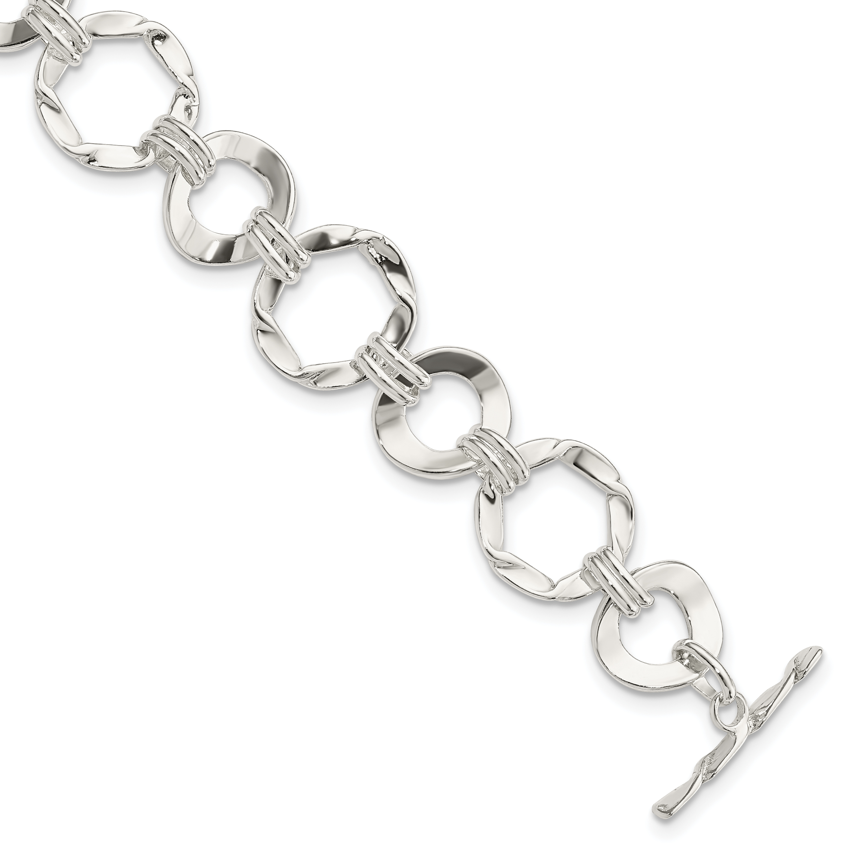 Sterling Silver Fancy Circle Link Bracelet (QG2361-7.5)