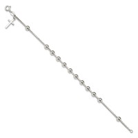 Sterling Silver Cross on Bead Bracelet view 2