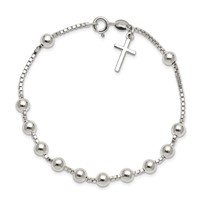 Sterling Silver Cross on Bead Bracelet view 3