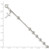 Sterling Silver Cross on Bead Bracelet view 4