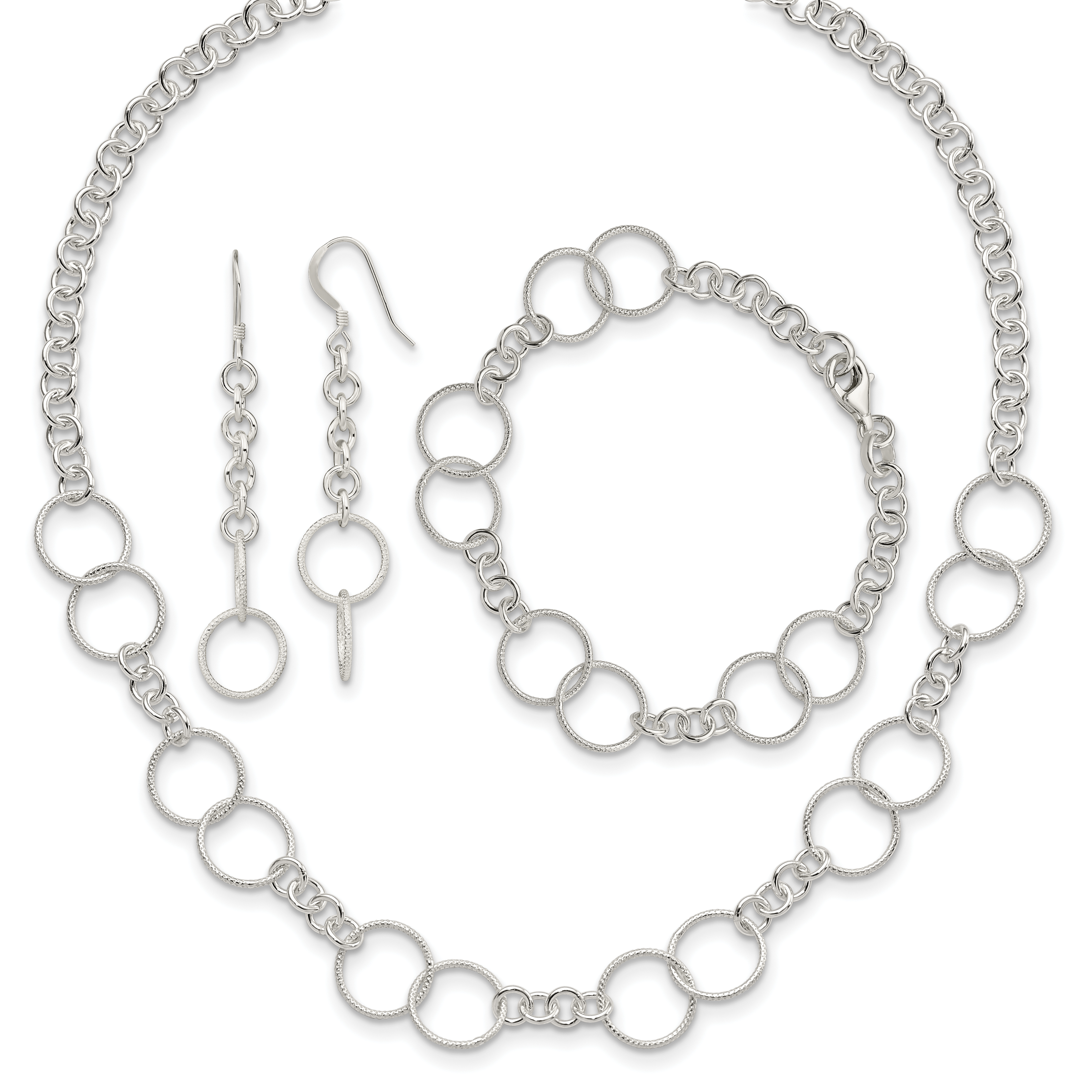 Sterling Silver Necklace, Bracelet and Earring Set (QG2459SET)