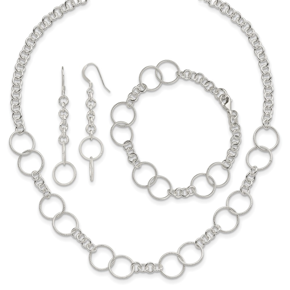 Sterling Silver Necklace, Bracelet and Earring Set (QG2459SET)