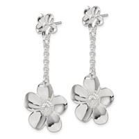 Sterling Silver Polished Floral Y-Necklace and Dangle Post Earring Set, 18" view 4