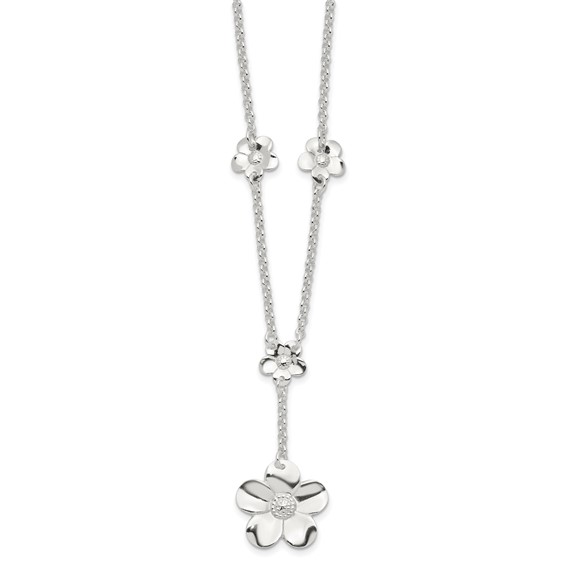 Sterling Silver Floral Necklace and Earring Set