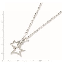 Sterling Silver Polished Fancy Stars Toggle Necklace, 16" view 3