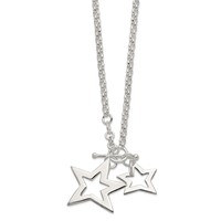 Sterling Silver Polished Fancy Stars Toggle Necklace, 16" view 2